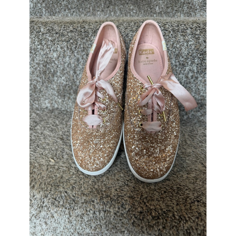 KEDS x KATE SPADE New York Champion Glitter Sneakers Rose Gold Size 7.5